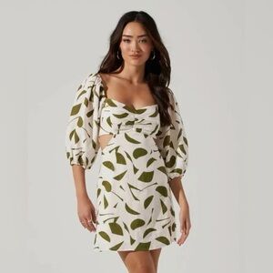 ASTR Green and White Dress